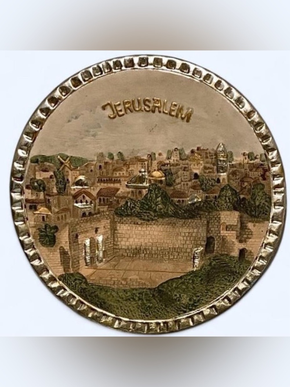 Vintage Jerusalem 3D Relief Ceramic Wall Plate Plaque